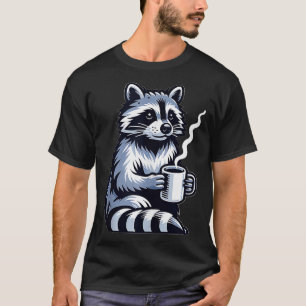 Coffee Tea Drinking Racoon Zoo Animal Lover  T-Shirt