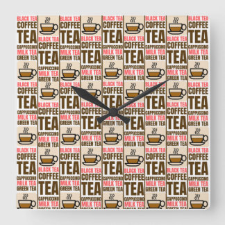 COFFEE TEA PATTERN, Acrylic Wall Clock