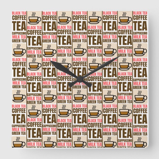 COFFEE TEA PATTERN, Acrylic Wall Clock (Front)