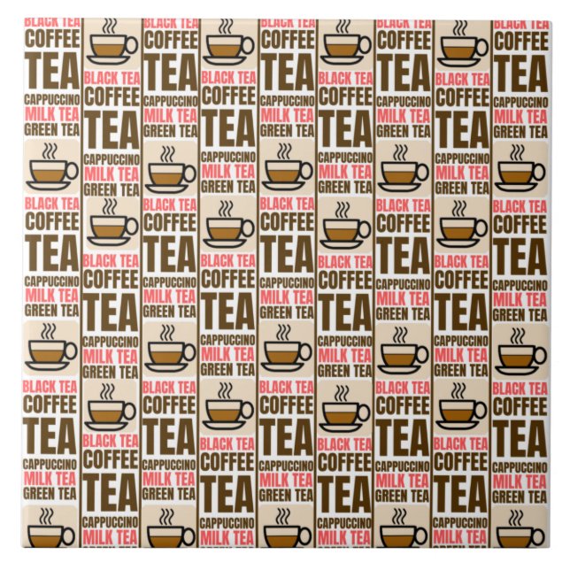 COFFEE TEA PATTERN, Ceramic Tile (Front)
