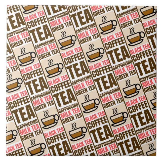 COFFEE TEA PATTERN, Ceramic Tile (Front)