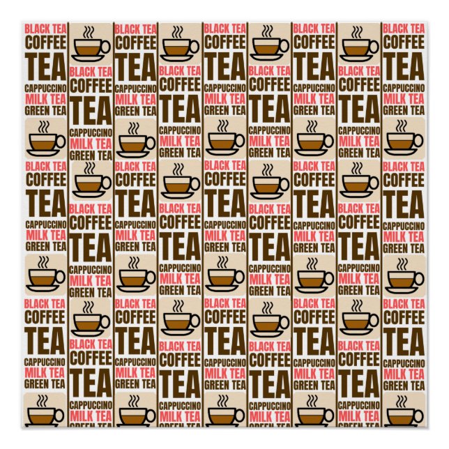 COFFEE TEA PATTERN, Glossy Poster (Front)