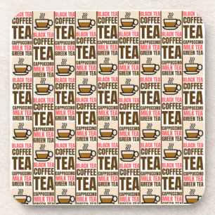 COFFEE TEA PATTERN, Hard plastic coaster