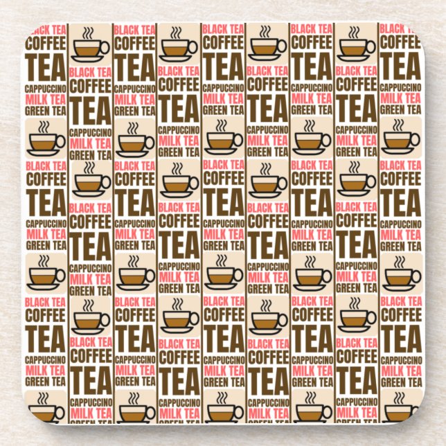 COFFEE TEA PATTERN, Hard plastic coaster (Front)