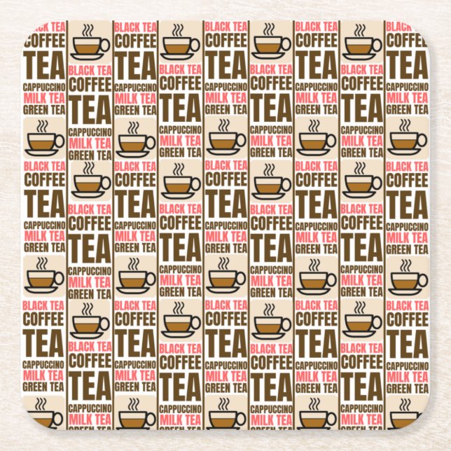 COFFEE TEA PATTERN, Paper Coaster (Front)