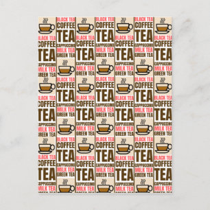 COFFEE TEA PATTERN, Postcard