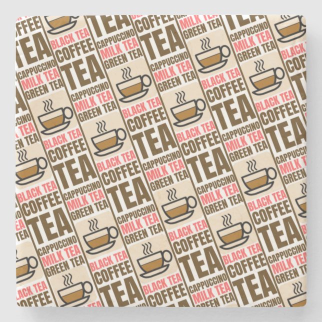 COFFEE TEA PATTERN, Stone Coaster (Front)