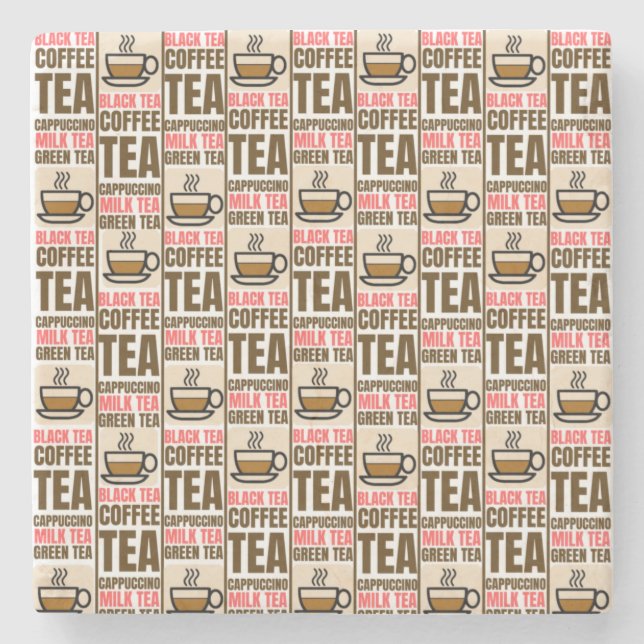 COFFEE TEA PATTERN, Stone Coaster (Front)