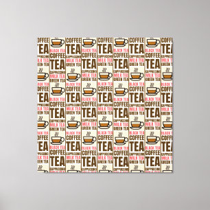 COFFEE TEA PATTERN, Stretched Canvas Print