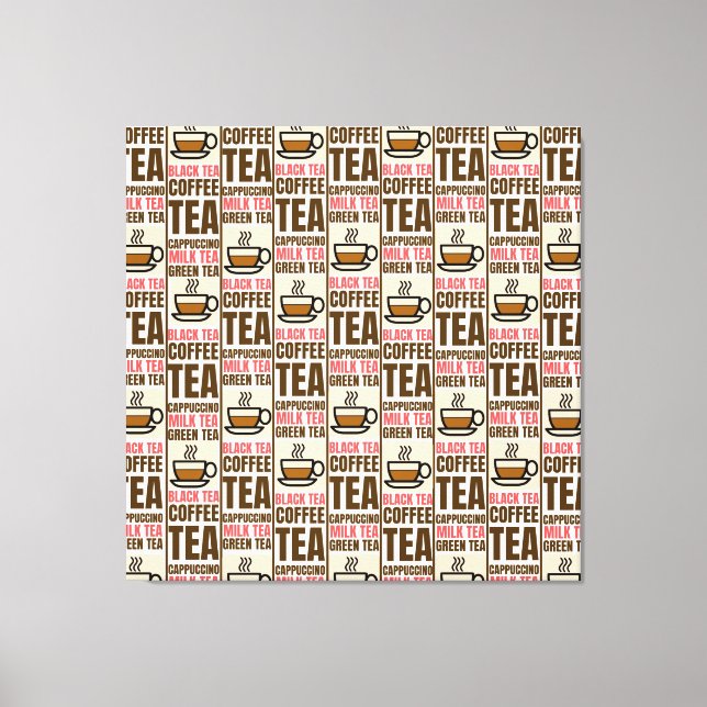 COFFEE TEA PATTERN, Stretched Canvas Print (Front)