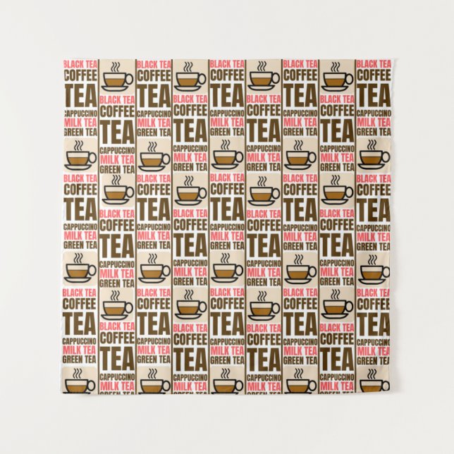 COFFEE TEA PATTERN, Tapestry (Front)