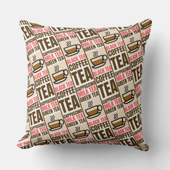 COFFEE TEA PATTERN, Throw Pillow (Front)