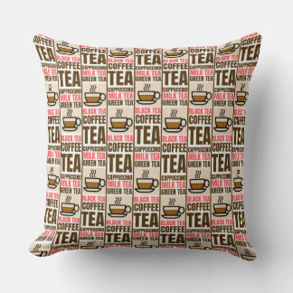 COFFEE TEA PATTERN, Throw Pillow