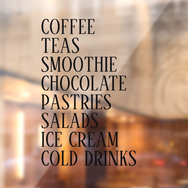 Coffee,Tea & Salads Window Vinyl –Transparent Food (Sheet 2)