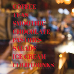 Coffee Tea Salads Window Vinyls Transparent Food