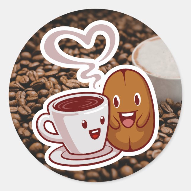 Coffee Thank You Sticker Brown Beans Style (Front)