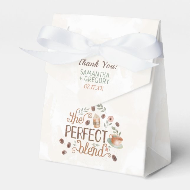 Coffee The Perfect Blend Bridal Wedding Shower Favour Box (Front Side)