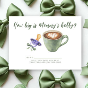 Coffee theme Baby shower How big is mummy's belly Enclosure Card