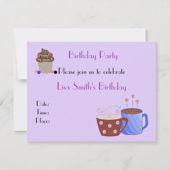 Coffee Theme Birthday Party Invitation (Front)