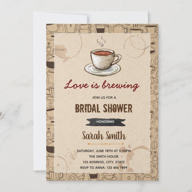 Coffee theme bridal shower invitation (Front)