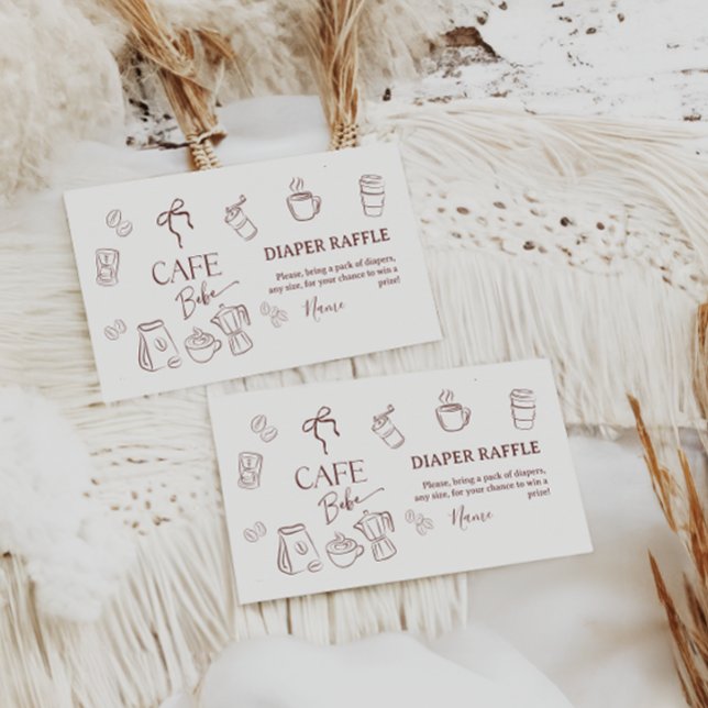 Coffee Theme Cafe Bebe Brewing Baby Shower Diaper Enclosure Card (Creator Uploaded)