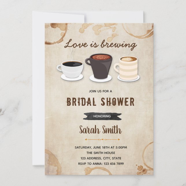 Coffee theme card invitation (Front)