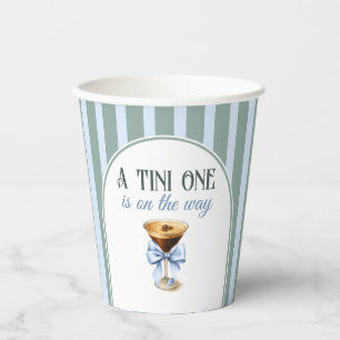 Coffee Theme Espresso Martini Blue Bow Baby Shower Paper Cups