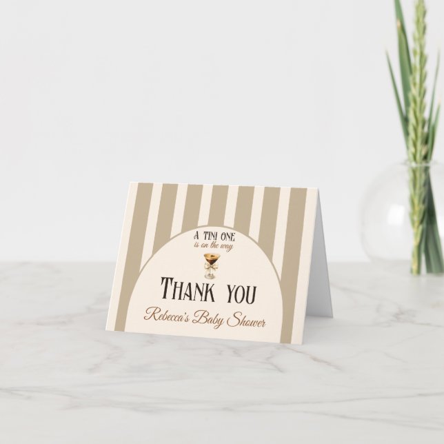 Coffee Theme Espresso Martini Bow Baby Shower Thank You Card (Front)