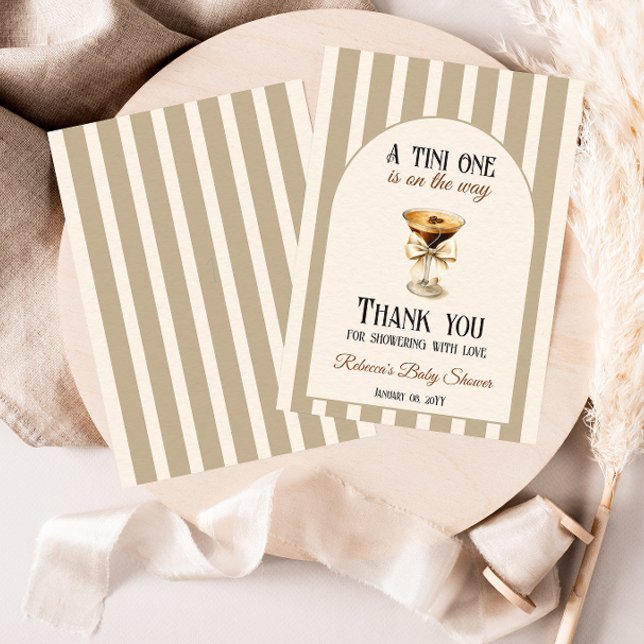 Coffee Theme Espresso Martini Bow Baby Shower Thank You Card (Creator Uploaded)
