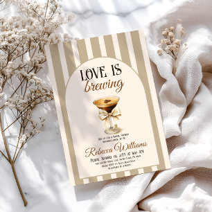 Coffee Theme Espresso Martini Bow Bridal Shower Invitation