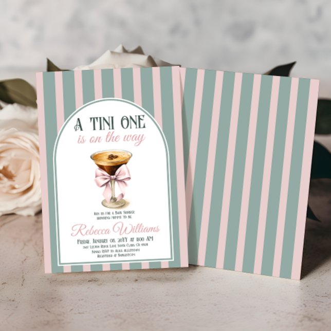 Coffee Theme Espresso Martini Pink Bow Baby Shower Invitation (Creator Uploaded)