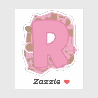 Coffee Theme Letter R Custom-Cut Vinyl Sticker