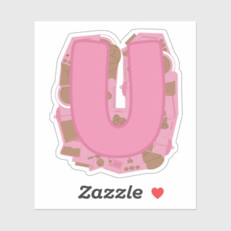 Coffee Theme Letter U Custom-Cut Vinyl Sticker