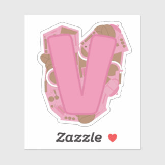 Coffee Theme Letter V Custom-Cut Vinyl Sticker