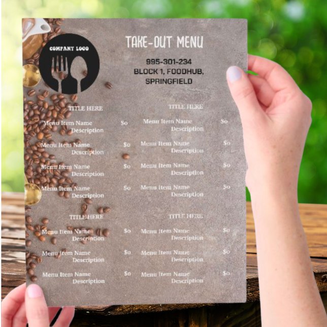 Coffee Theme Restaurant Take Out Menu with QR Code (Creator Uploaded)
