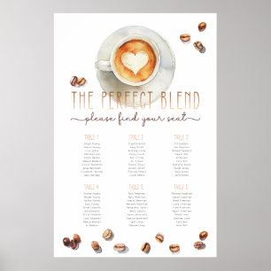 Coffee Theme Seating Chart   Bridal or Baby Shower