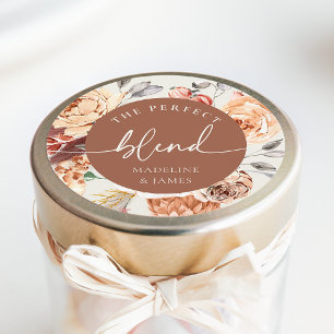 Coffee Theme "The Perfect Blend" Wedding Favour Classic Round Sticker