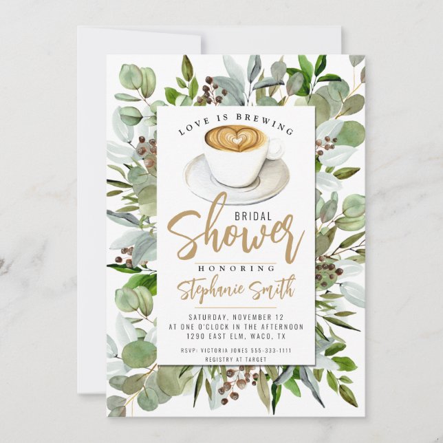 Coffee Themed Bridal Shower Invitation (Front)