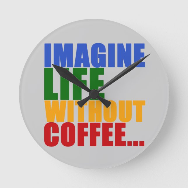 coffee themed colour typography round clock (Front)