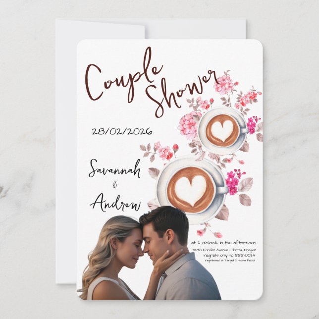 Coffee Themed Couple Shower Invitation (Front)