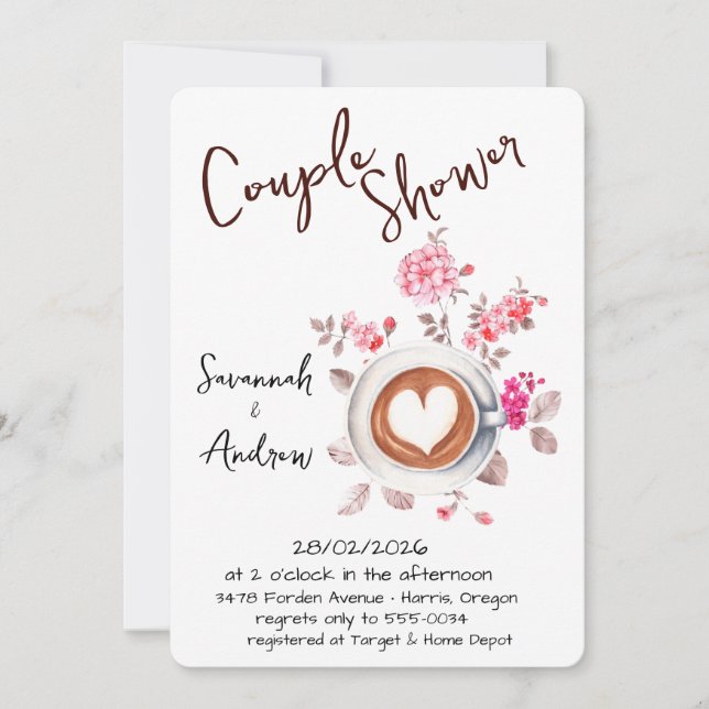 Coffee Themed Couple Shower Invitation (Front)