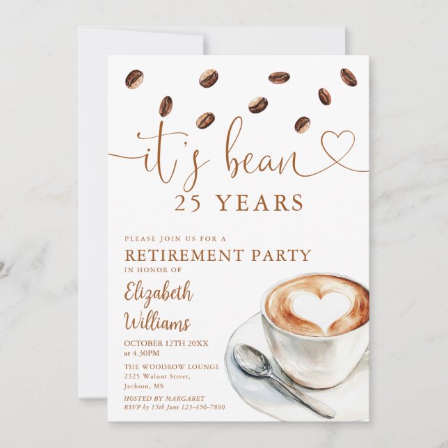 Coffee Themed Retirement Party Invitation (Front)