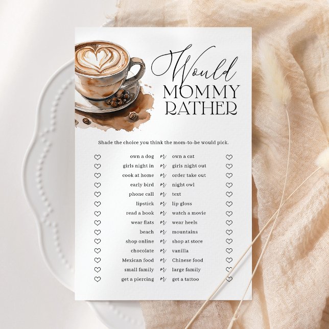 Coffee Themed Would Mummy Rather Baby Shower Game (Creator Uploaded)