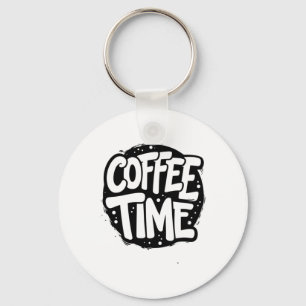 Coffee Time - Bold Handwritten Typography Sticker  Key Ring