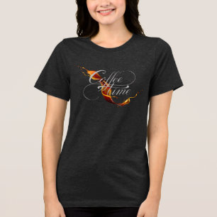 Coffee Time Calligraphy with Splash Stream Tri-Ble Tri-Blend Shirt
