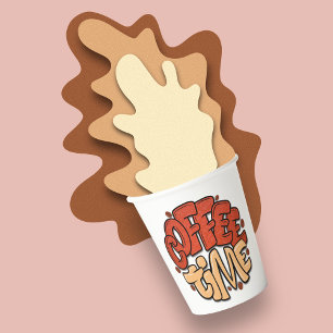 Coffee time calligraphy words paper cups