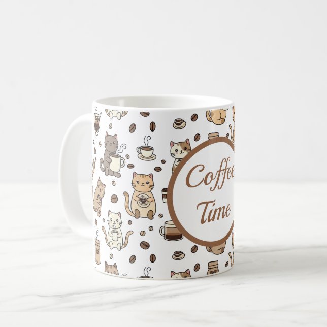 Coffee Time Cat Lover Mug (Front Left)