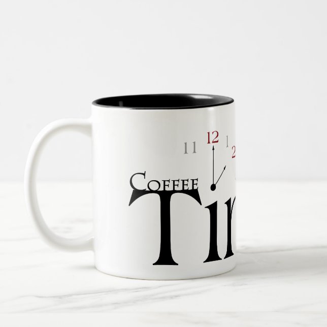 Coffee Time Clock Two-Tone Coffee Mug (Left)