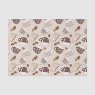 Coffee Time Cups Brown Grains Caffeine Lover Drink Tissue Paper