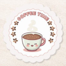 Coffee Time Cute Kawaii Coffee Cup Coaster